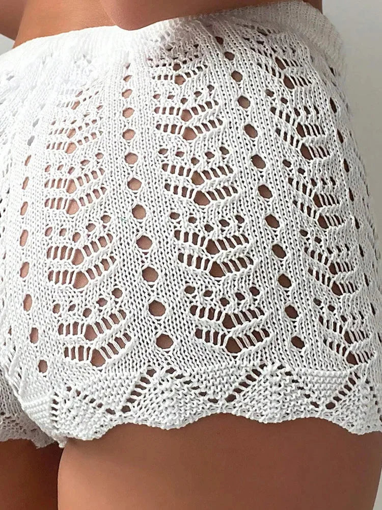 Open-Waist Drawstring Knit Shorts