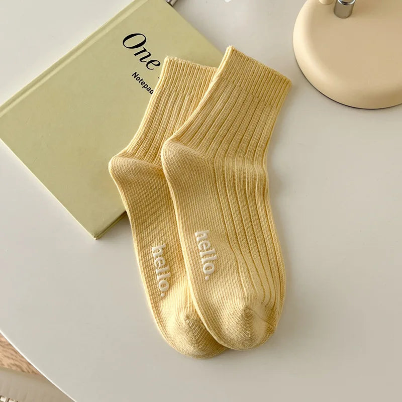 Cute Women's Socks Japanese Fashion New Spring Summer Female Simple Socks Soft Breathable Absorb Sweat Fresh Colorful Socks