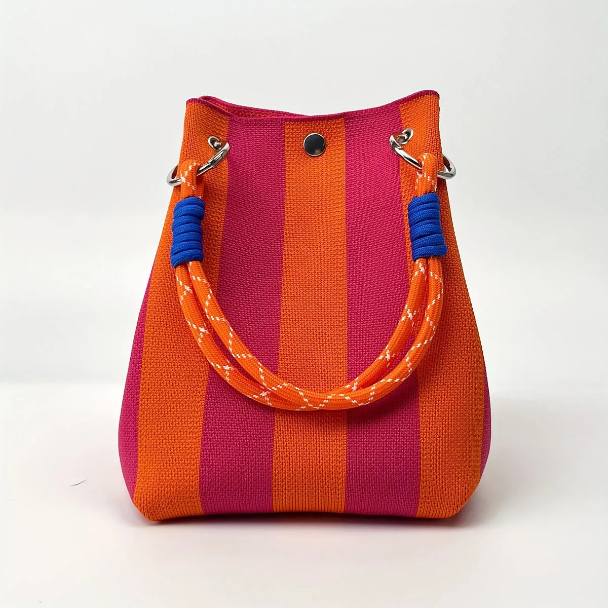 Knitted Colorblock Bucket Bag