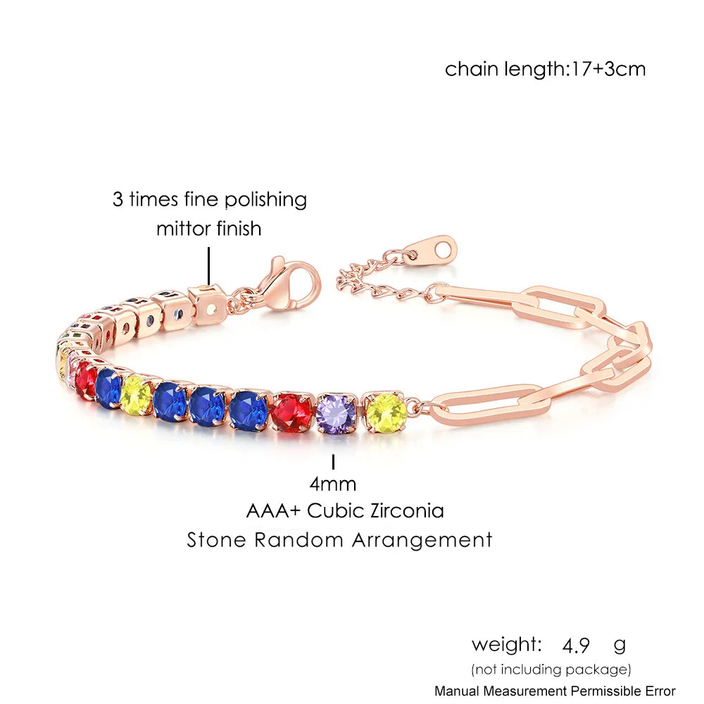 Rainbow Zircon Tennis Bracelet