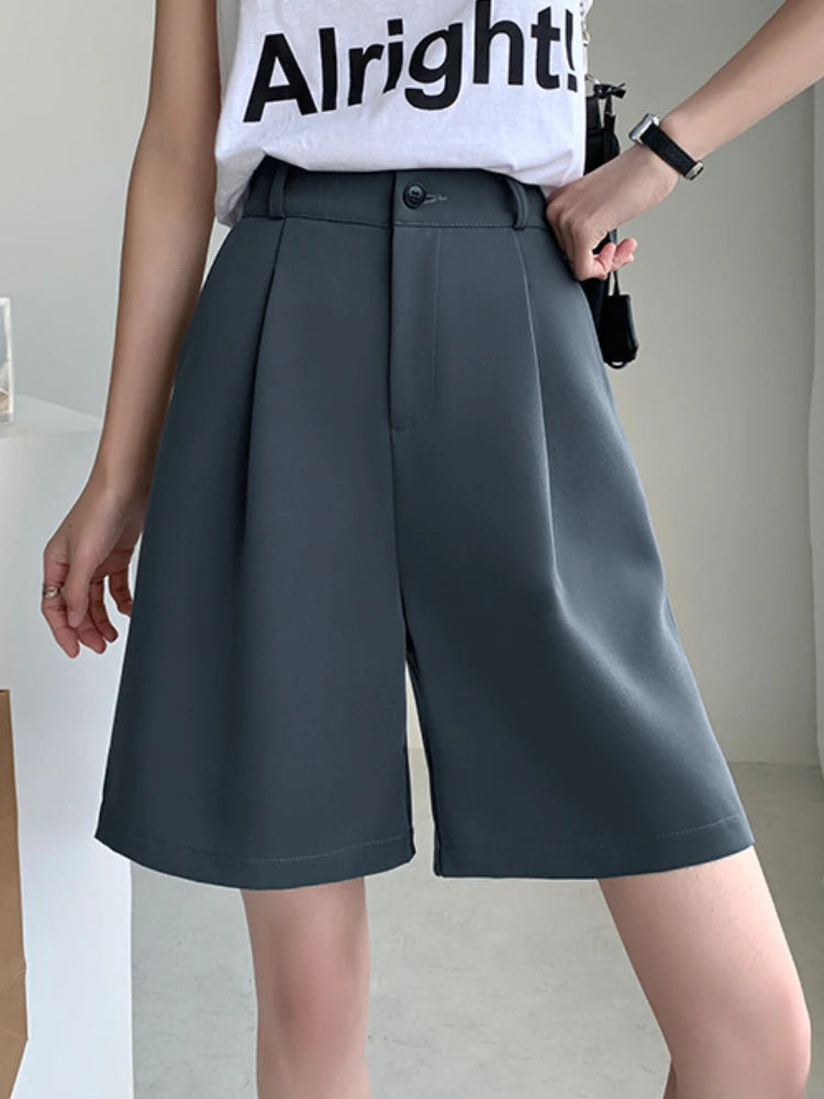 Wide-Leg Office Shorts