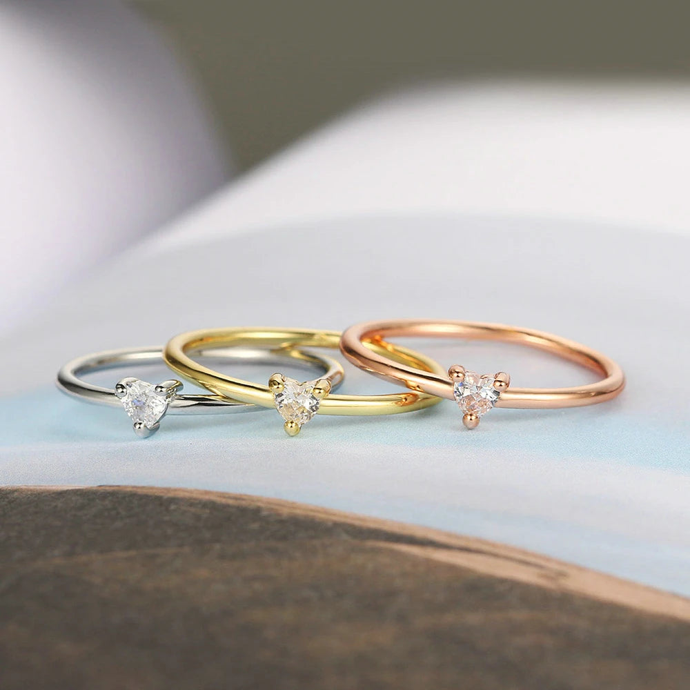 Dainty Heart Zircon Ring