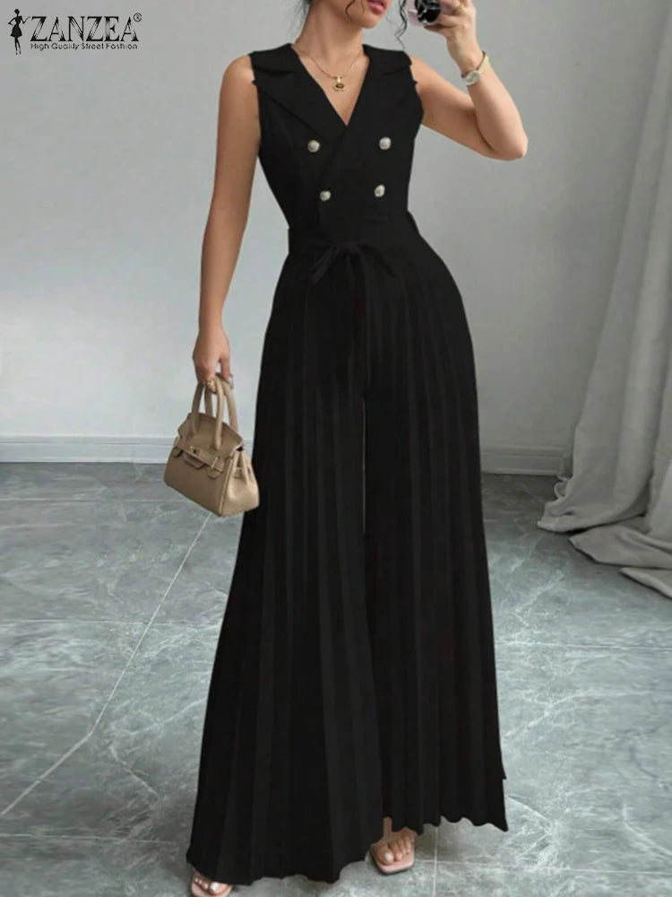 Pleated Wide Leg Jumpsuit