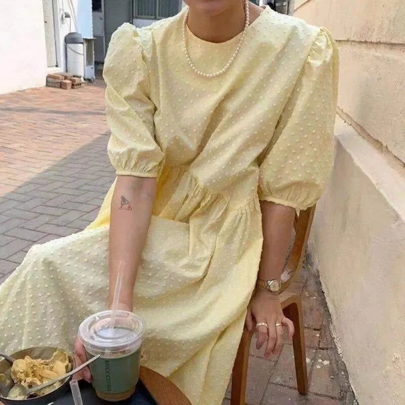 Dot Puff Sleeve Dress