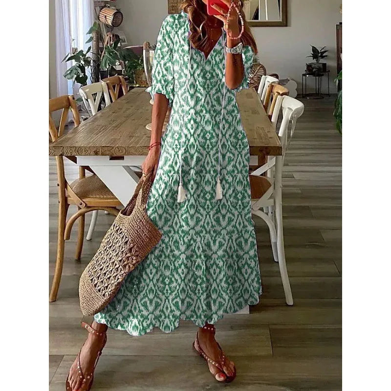 Bohemian Floral Beach Dress