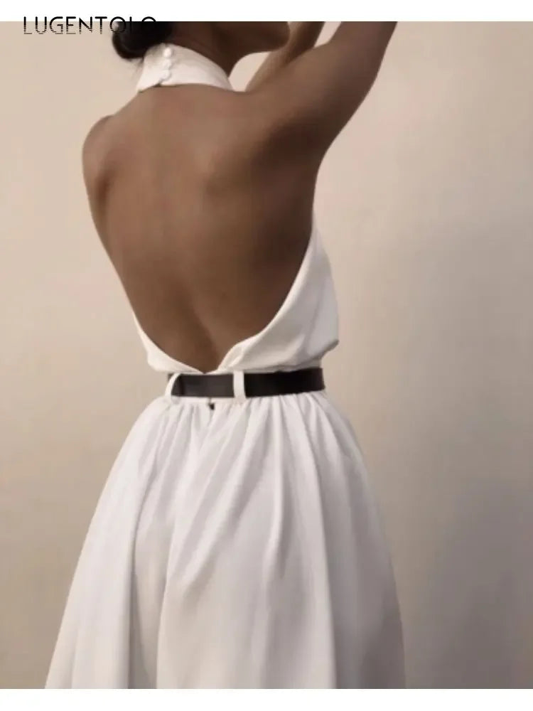Backless Halter Wide Jumpsuit