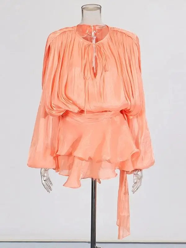 Lace Up Blouse Dress