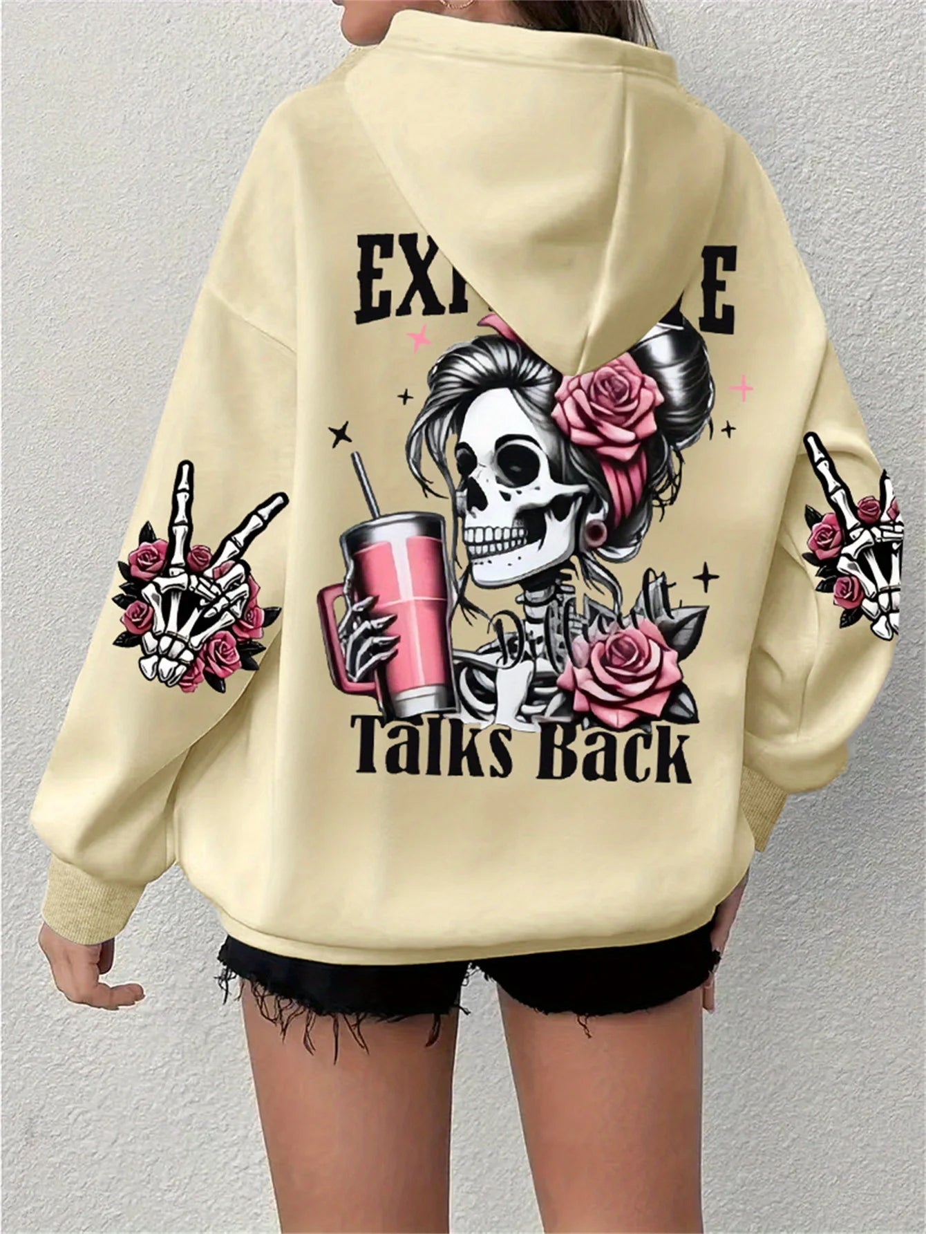 Fleece Graphic Loose Hoodie