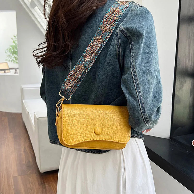Wide Strap Flap Bag