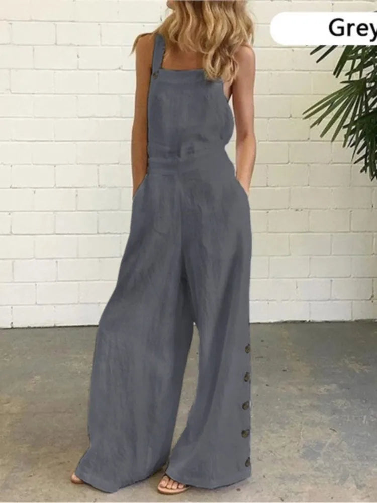 Pocket Suspender Wide Jumpsuit