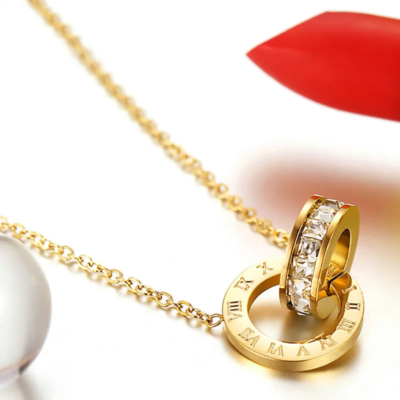 Crystal Roman Circle Necklace
