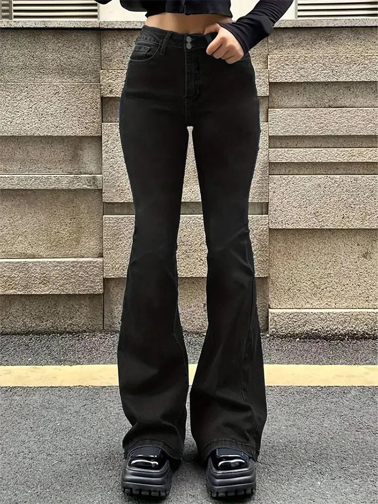 Gray Flare Stretch Jeans