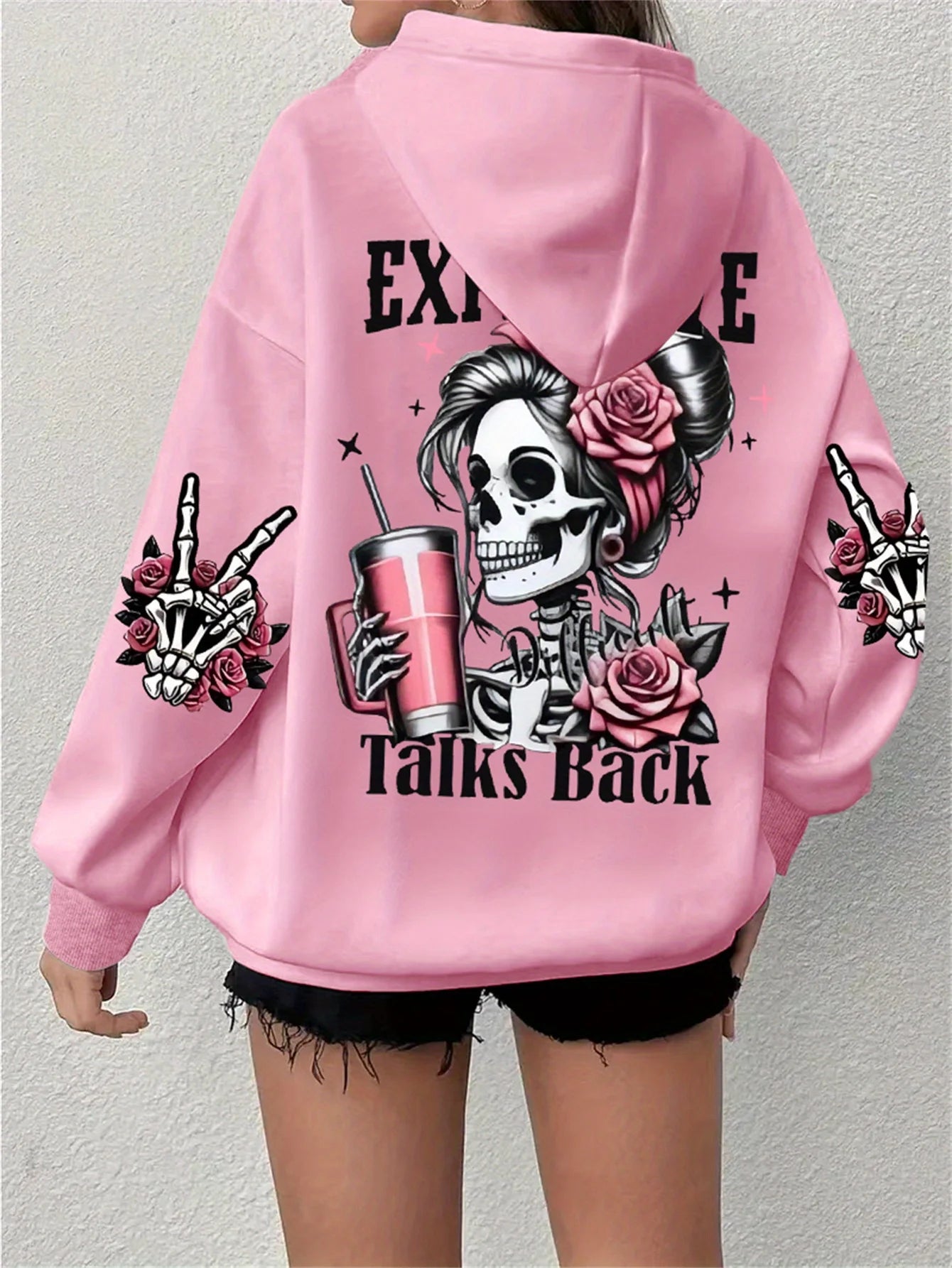 Fleece Graphic Loose Hoodie