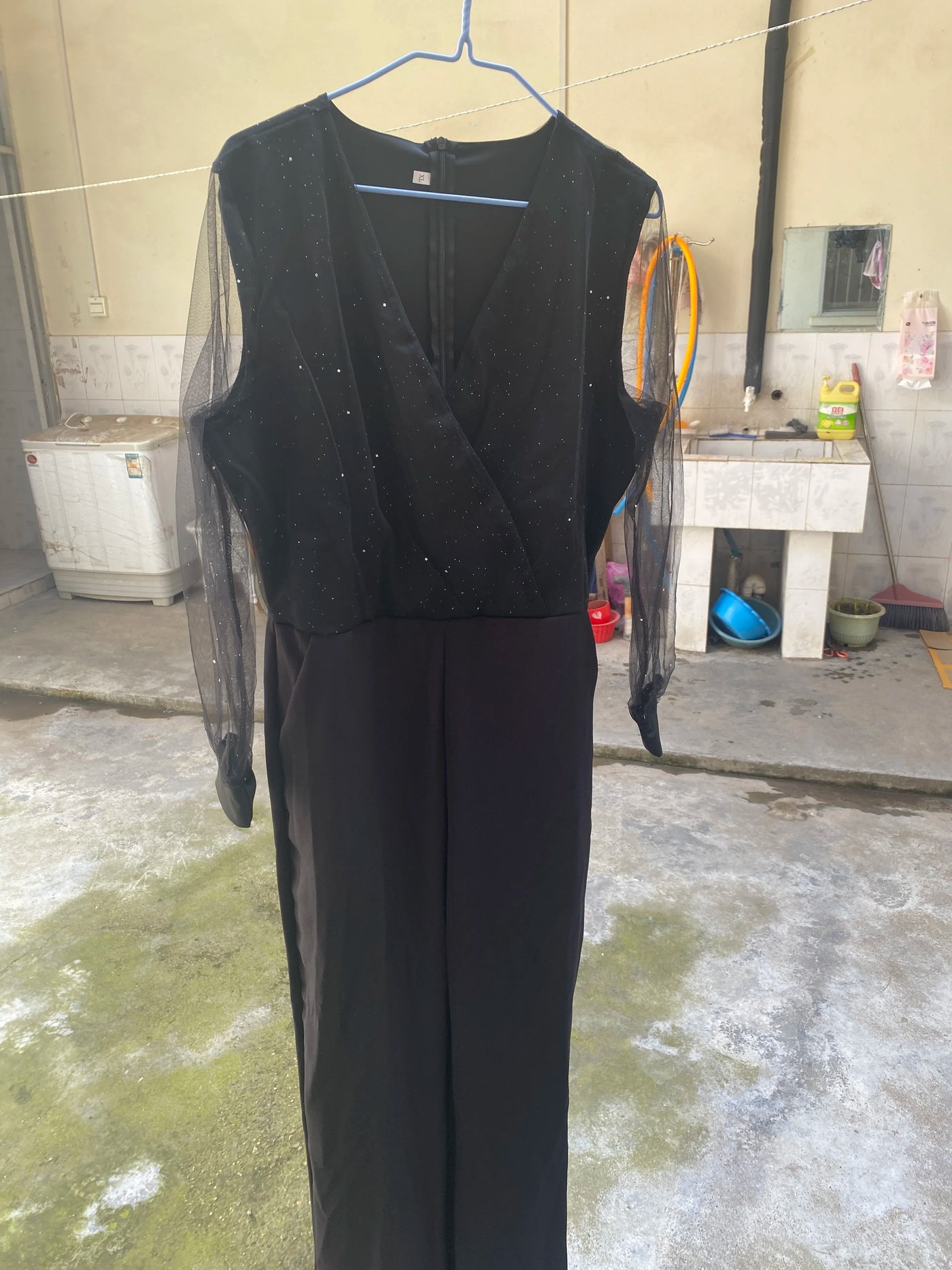 Sequin V Neck Jumpsuit
