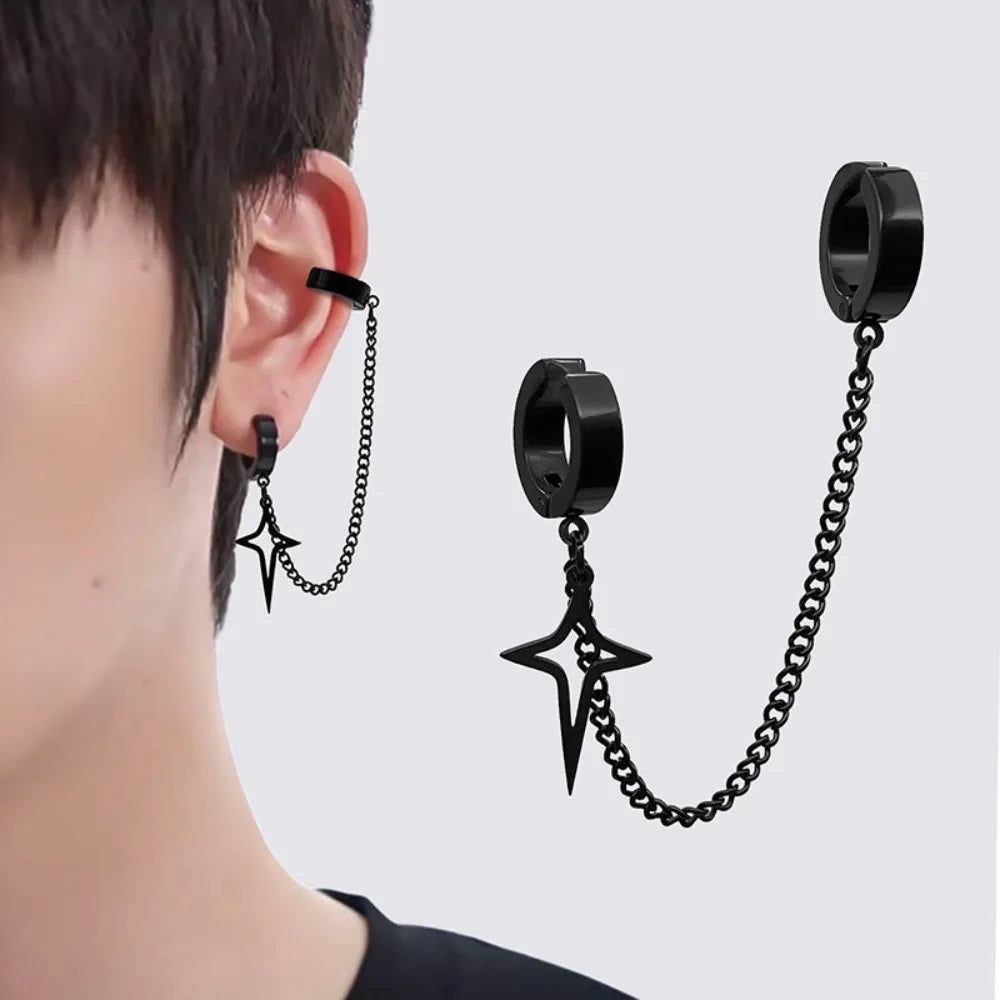 Black Star Clip Earrings
