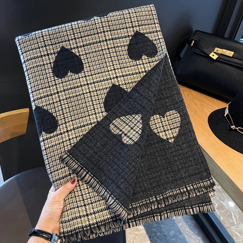 Heart Plaid Winter Scarf