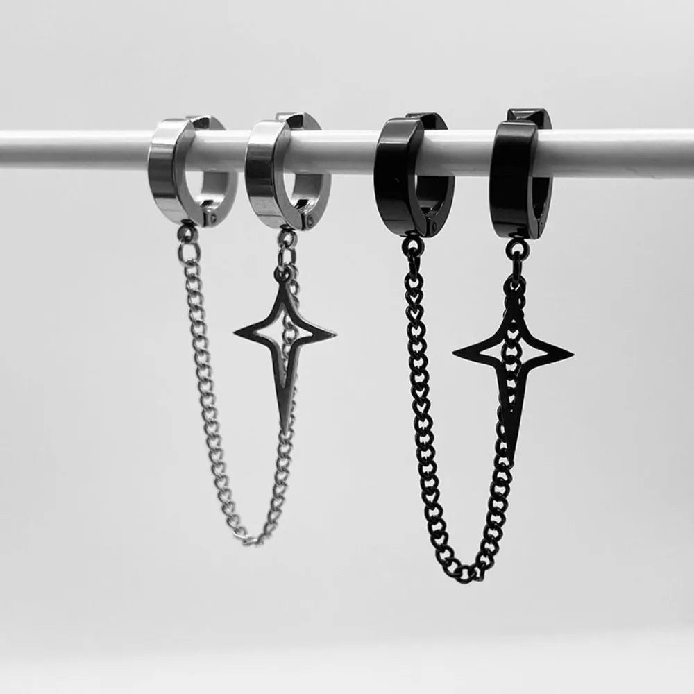 Black Star Clip Earrings