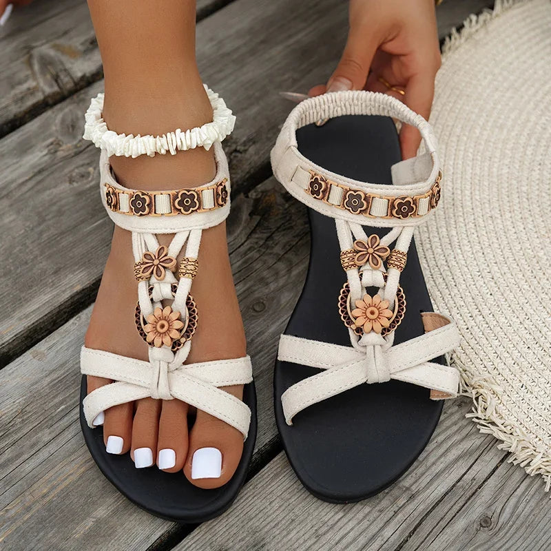 Beaded Bohemian Flat Sandals