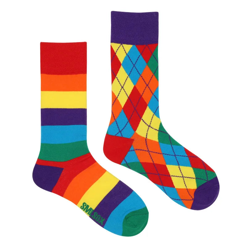 1Pair Man Women Socks Original AB Tide Socks Medium High Tube Colorful Socks Flowers Fruits Candy Cake Cotton Socks Unisex Socks