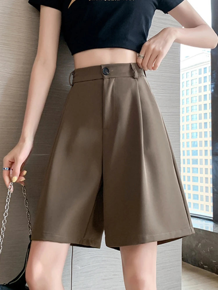 Wide-Leg Office Shorts