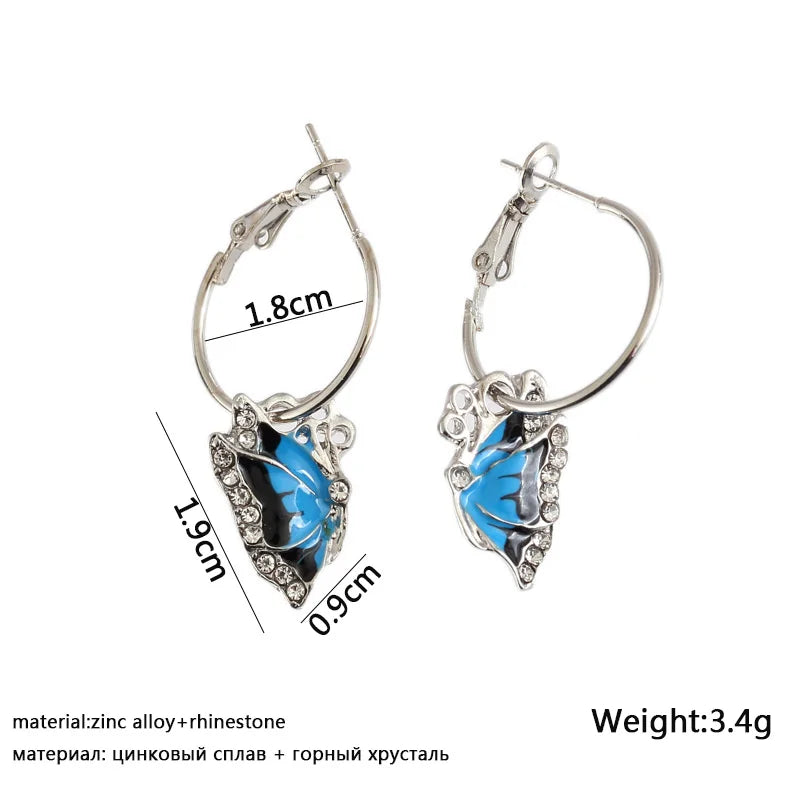 Blue Butterfly Drop Earrings