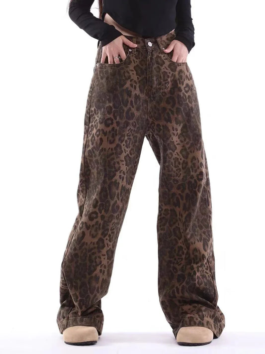 Leopard Wide Leg Jeans