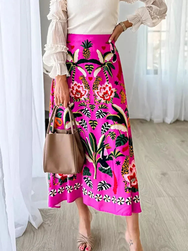 Floral Zip A-Line Skirt