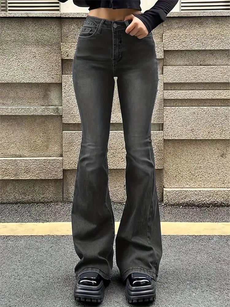 Gray Flare Stretch Jeans