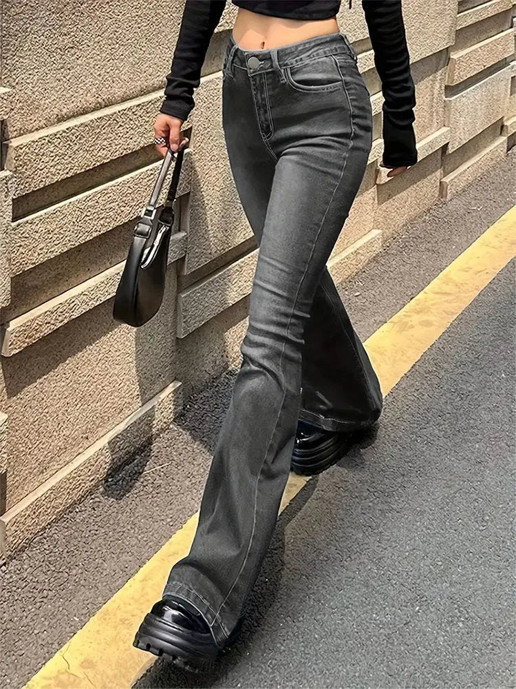 Gray Flare Stretch Jeans