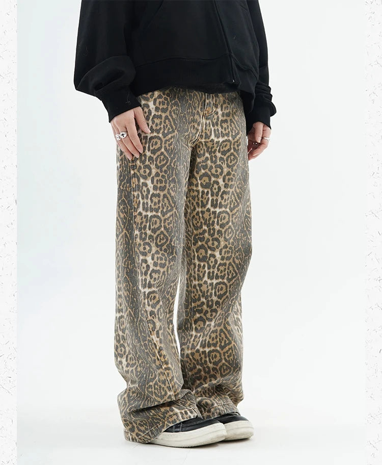 Leopard Wide Leg Jeans