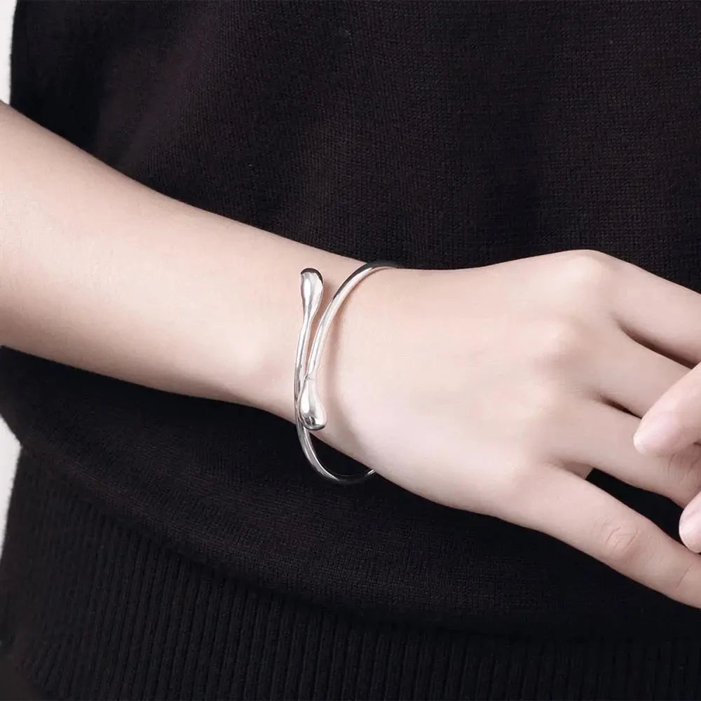 Silver Waterdrop Cuff Bracelet