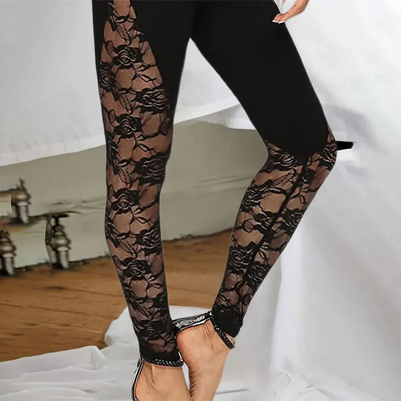 Sheer Lace Wide Pants