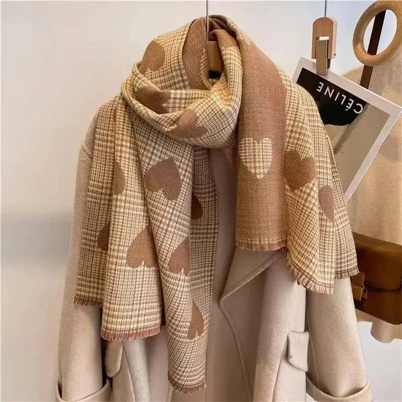 Heart Plaid Winter Scarf