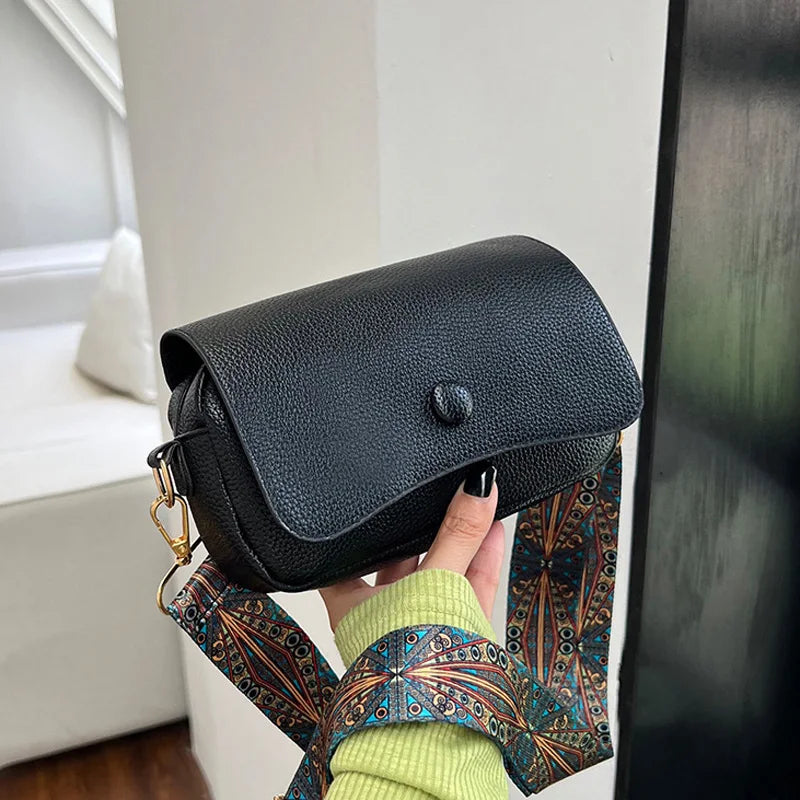Wide Strap Flap Bag