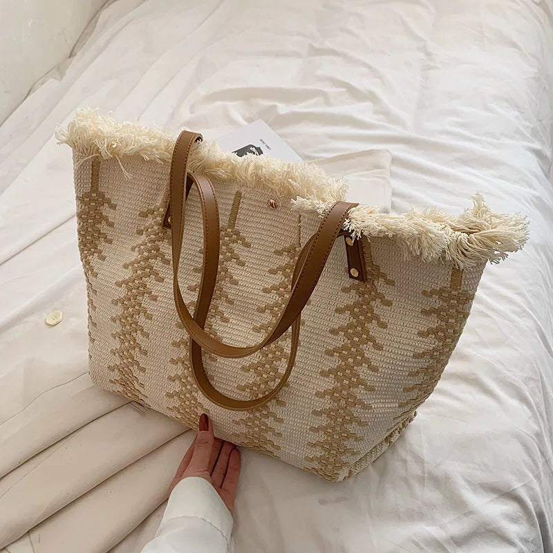 Large Striped Beach Tote