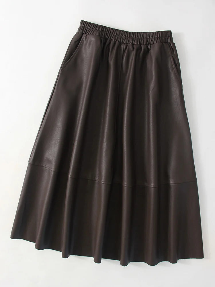 Leather A-Line Pocket Skirt