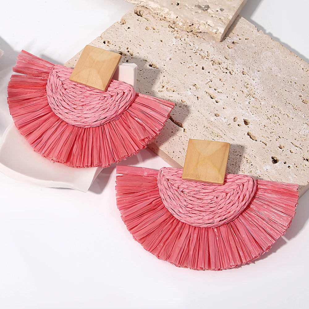 Raffia Fan Drop Earrings