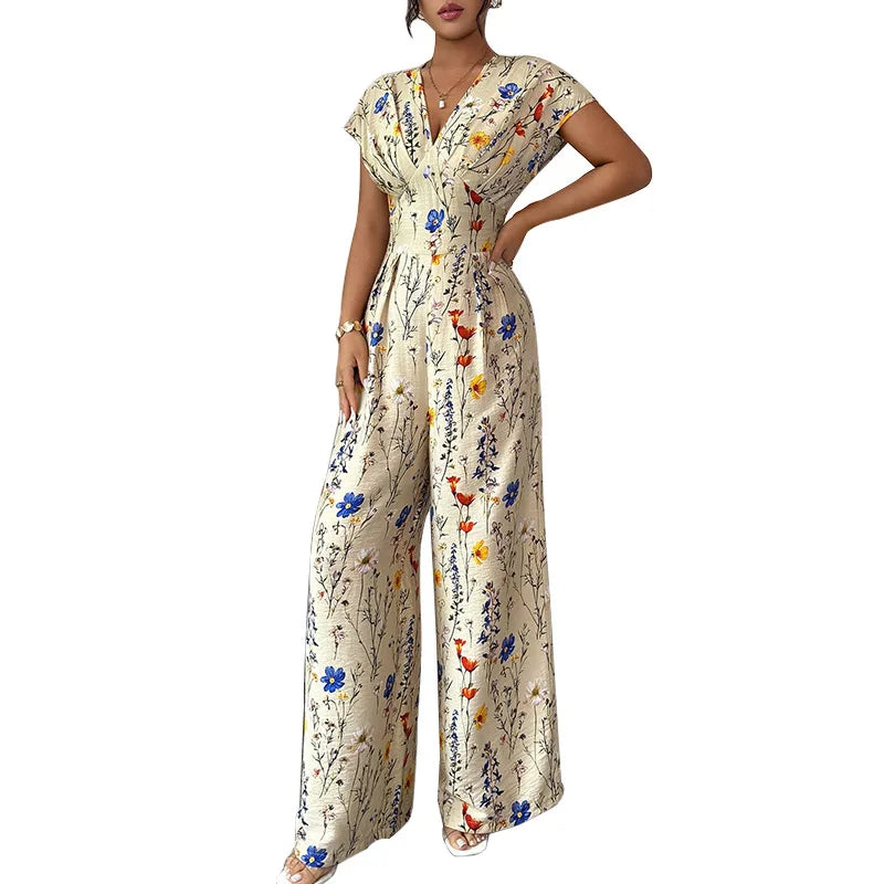 Floral Short Sleeve Jumpsuit