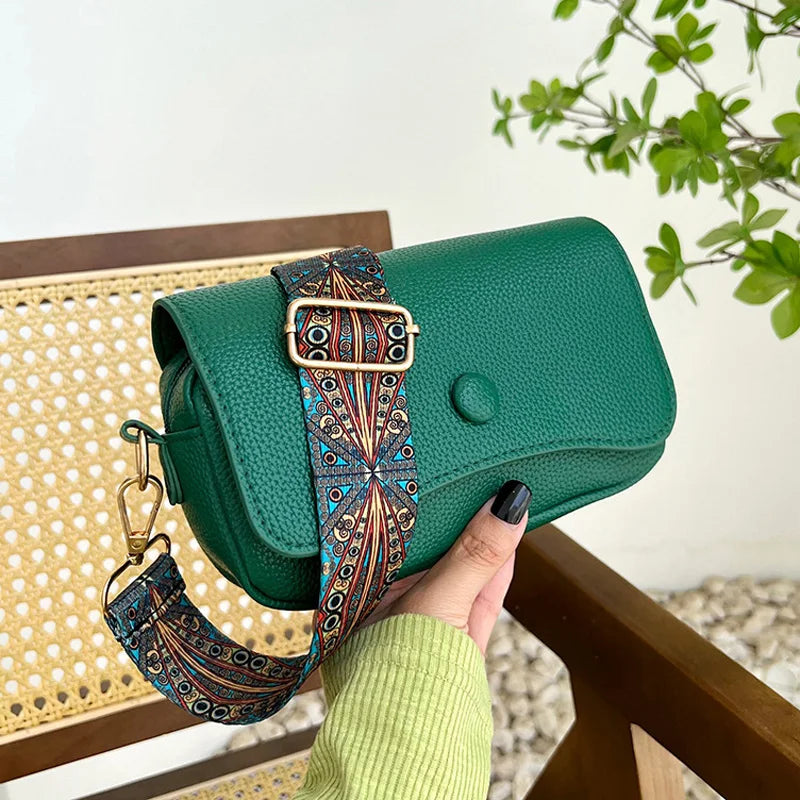 Wide Strap Flap Bag