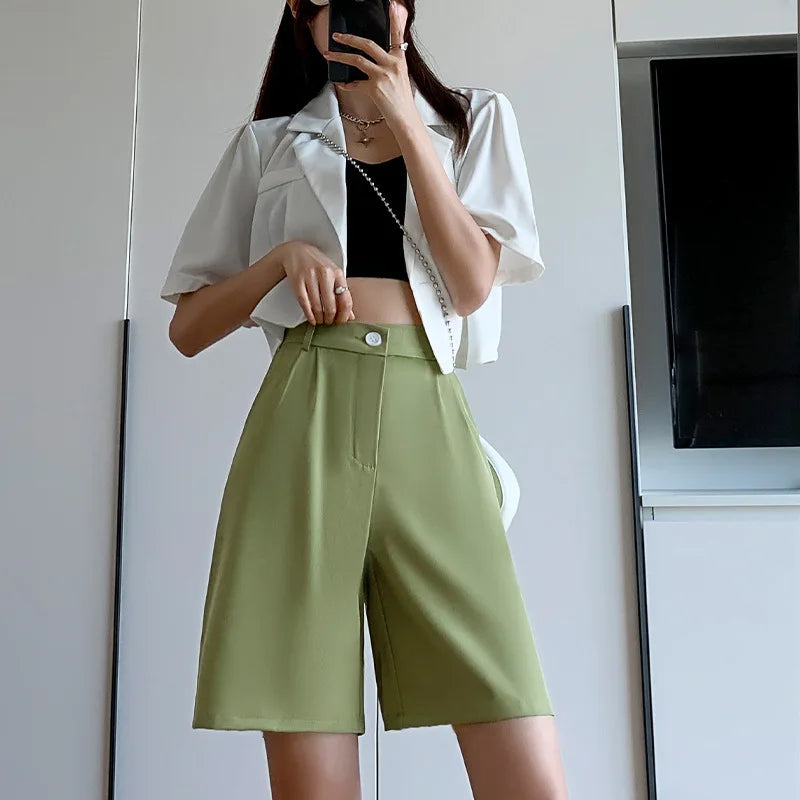 Wide-Leg Office Shorts