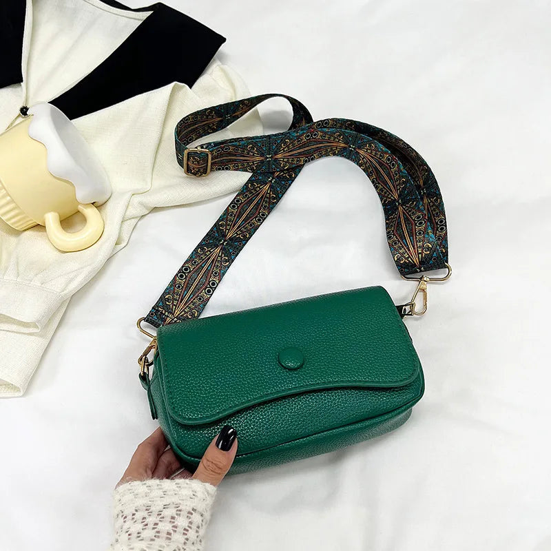 Wide Strap Flap Bag