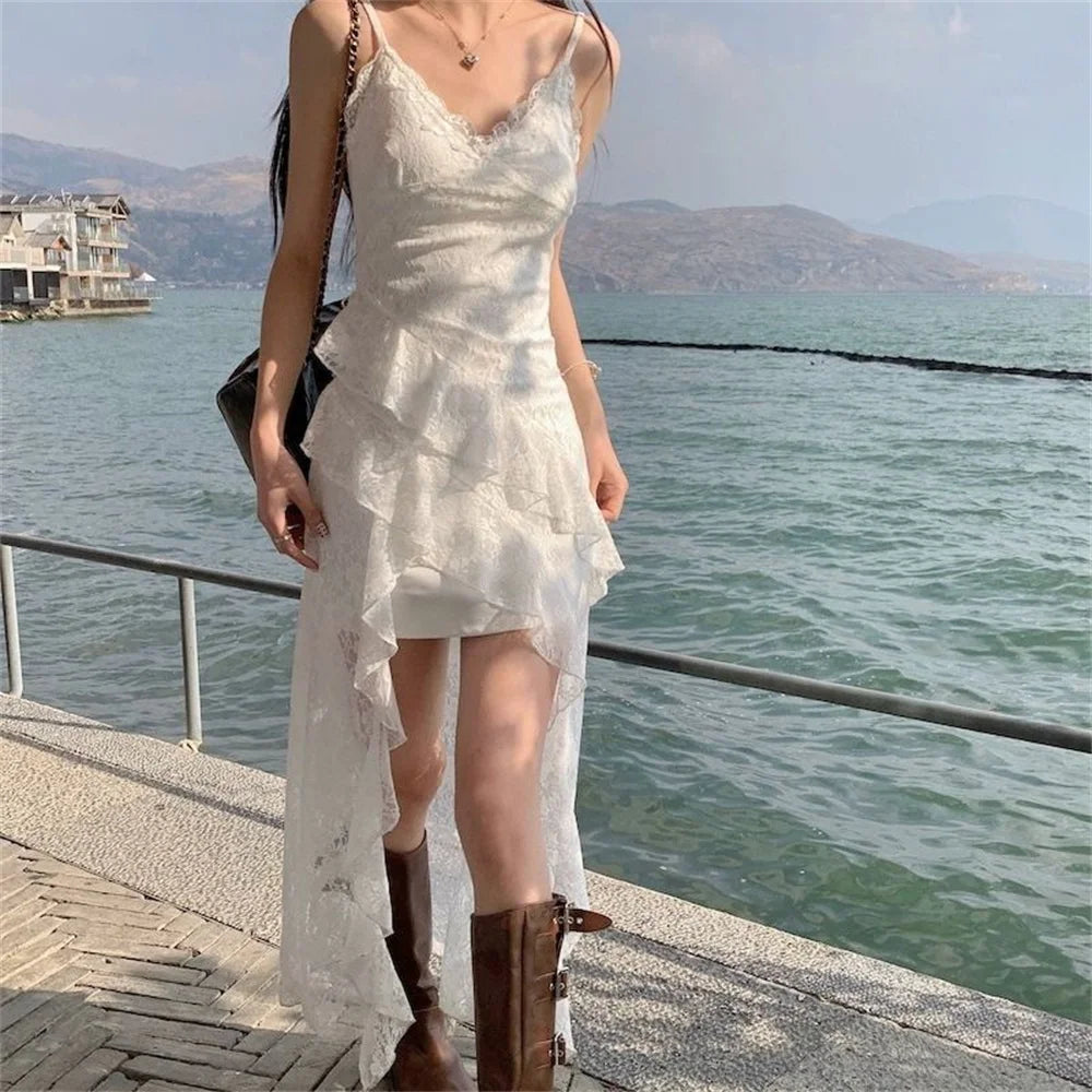 White Lace Midi Dress