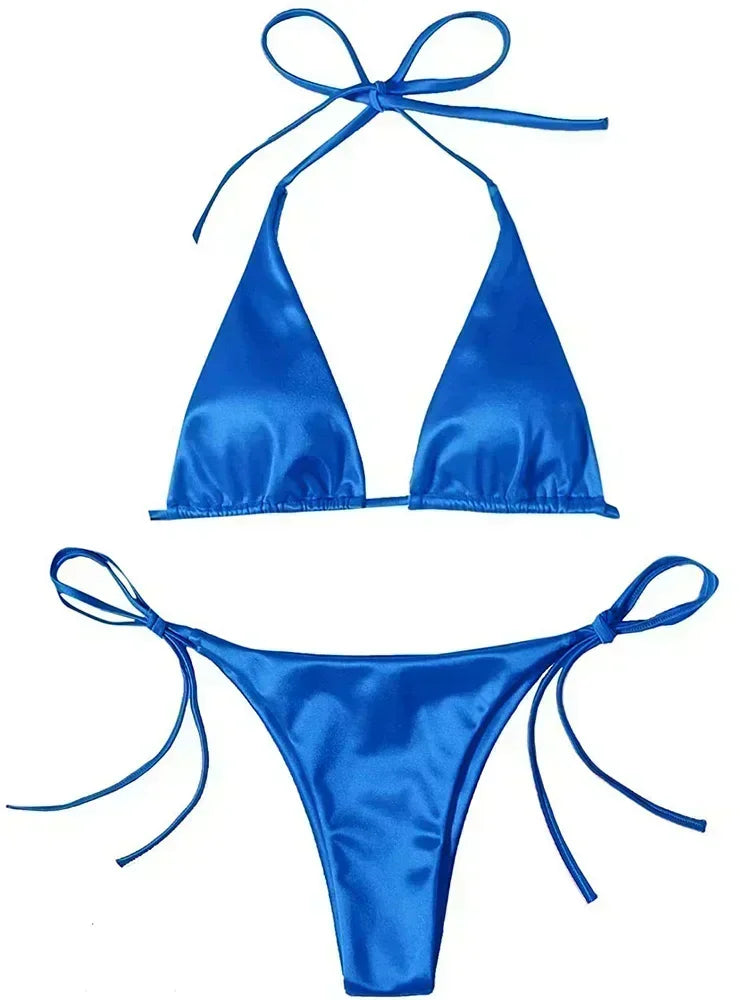 Metallic Halter Bikini Set