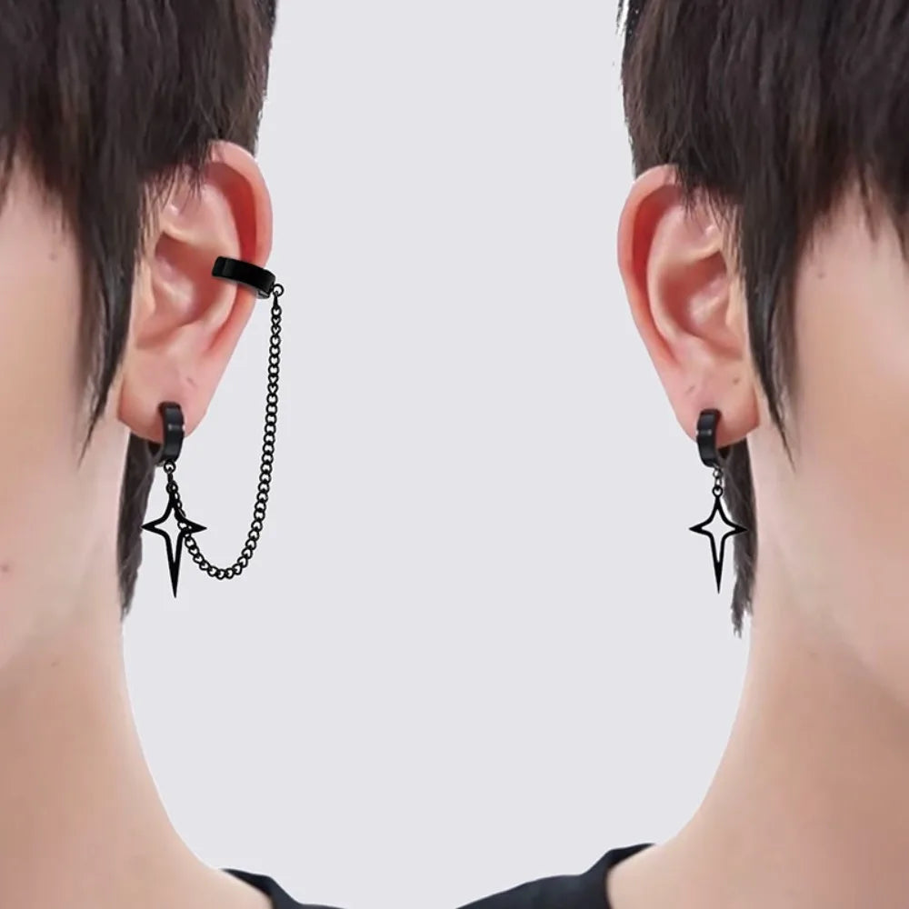 Black Star Clip Earrings