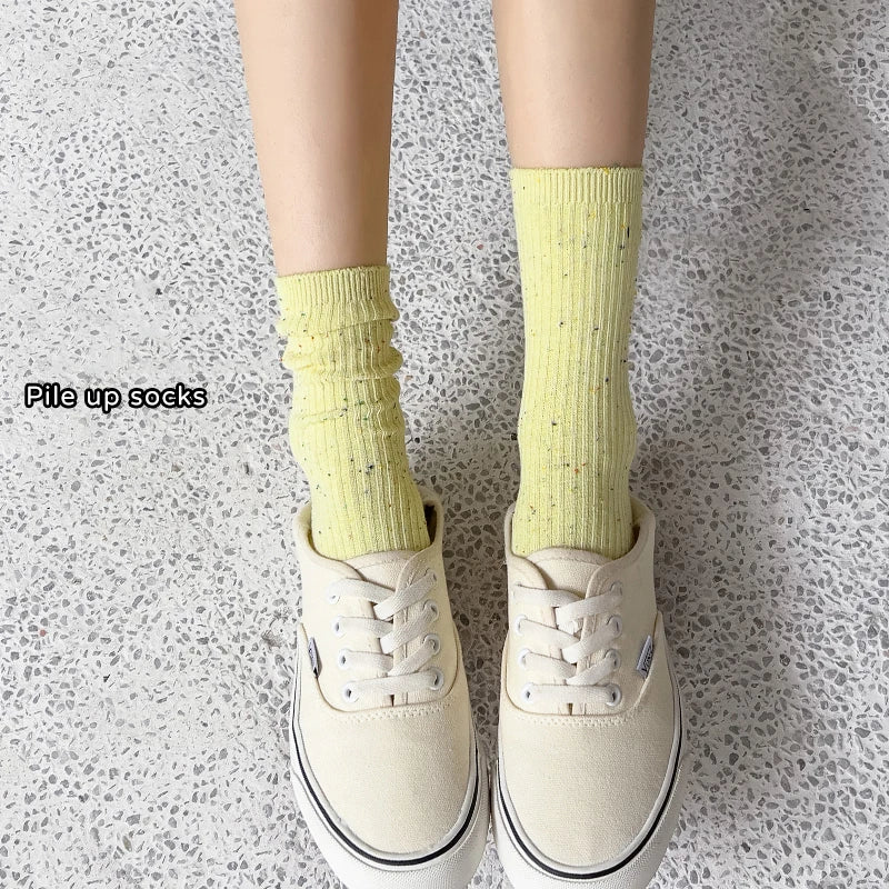 New Socks For Women Long Spring Breathable Casual Colorful Socks Female Japanese Fashion Girls Pile Socks Comfort Soft