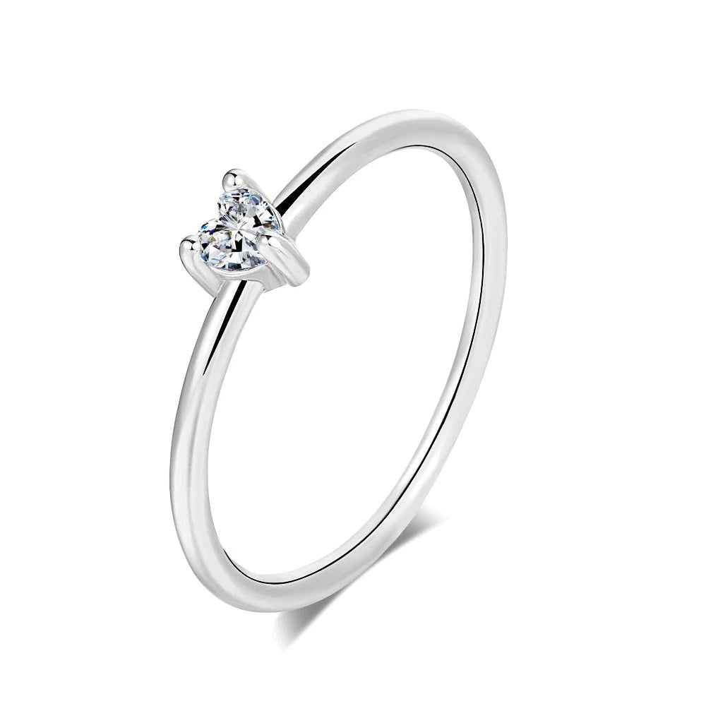 Dainty Heart Zircon Ring