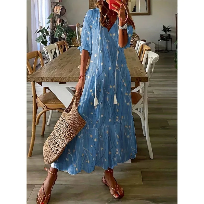 Bohemian Floral Beach Dress