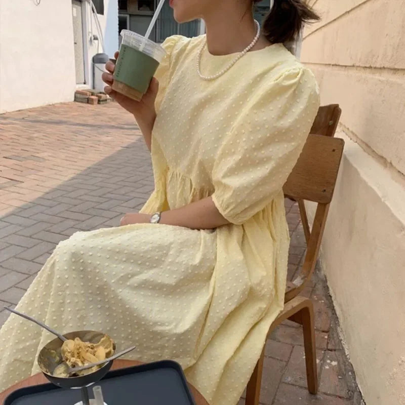 Dot Puff Sleeve Dress