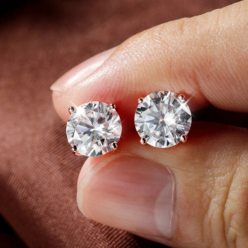 Moissanite Silver Stud Earrings