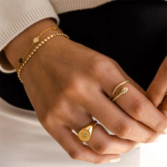 Adjustable Snake Silver Ring